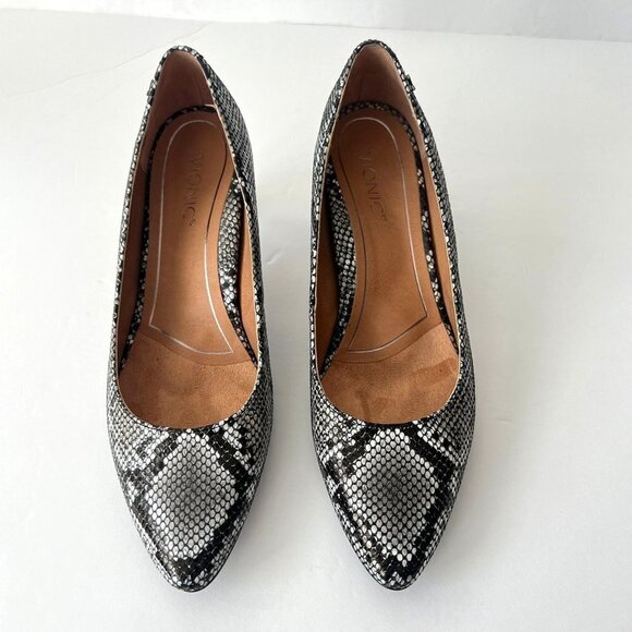 Vionic Leather Pointed Toe Pumps Mia Snake Size 6 M Black White - Picture 12 of 12